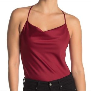 Socialite shawl neck crisscross spaghetti strap‎ bodysuit size Medium NEW